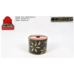 Fita de Veludo Verde com Decorações Douradas Mm 63x2,7 Mt