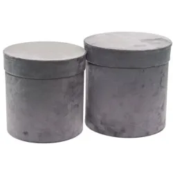 Set van 2 Cilindrische Fluwelen Doosjes Diverse Kleuren grijs