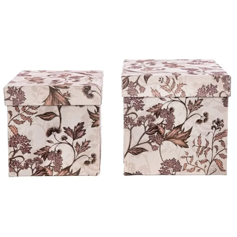 Set de 2 cajas de terciopelo decoradas