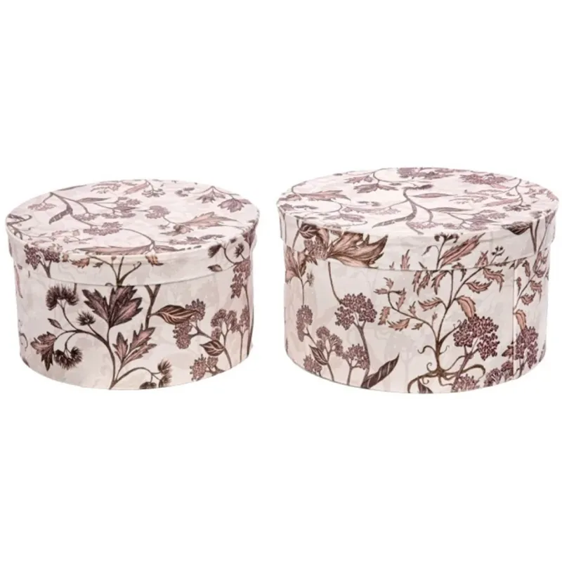 Set of 2 hat boxes decorated in velvet