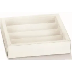 10 synliga lådor för sockrade mandlar i vit kartong 2 storlekar