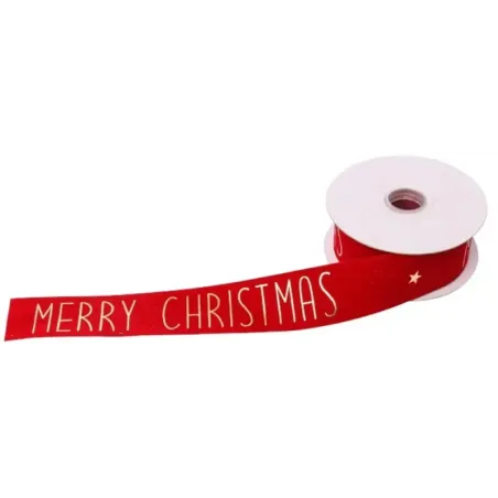 Merry X'Mas lint diverse kleuren en maten ROOD