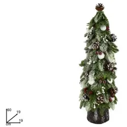 Snowy Tree with Berries and Pine Cones h 60 Cm