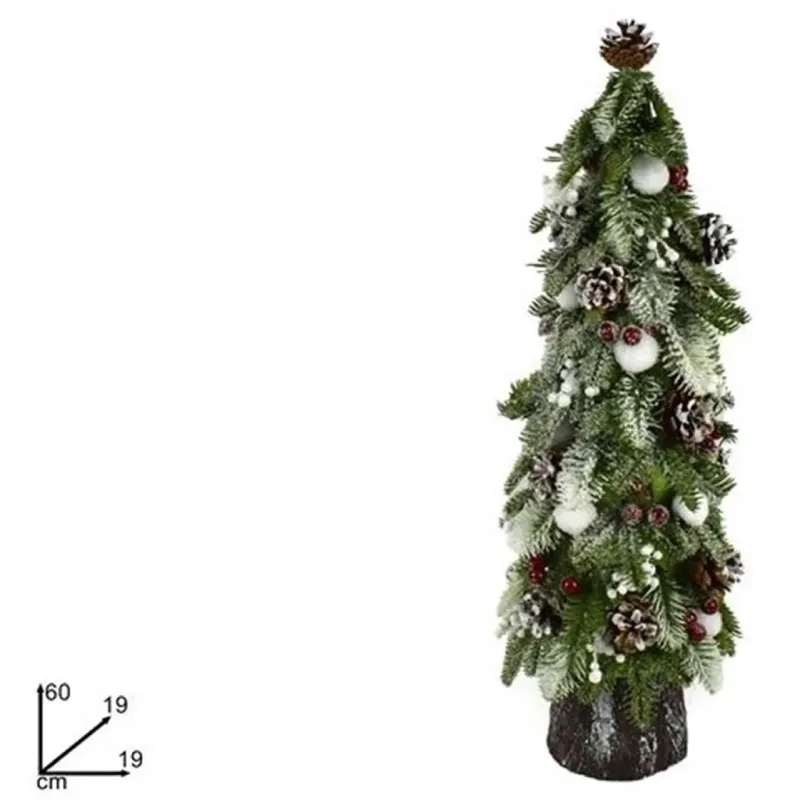 Zasněžený strom s lesními plody a borovými šiškami v 60 cm