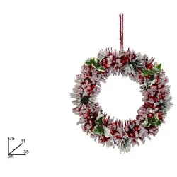 Corona in Legno con Bacche Rosse D 35 Cm | ChartaRè