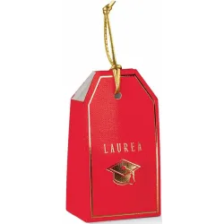 10 Graduation Sugared Almonds Sachets in Red Cardboard with Hole | ChartaRè