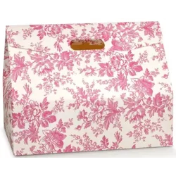 Boîte Colomba en Toile de Jouy avec Poignée Verte et Fuchsia