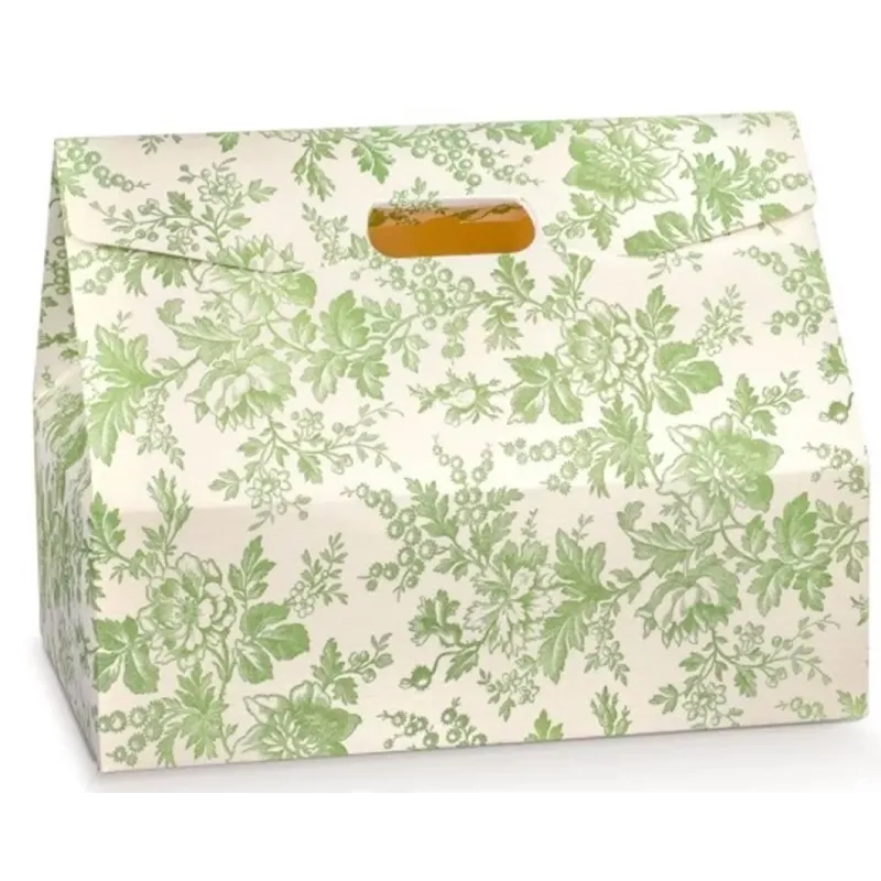 Koffert för Colomba Toile de Jouy Green och Fuchsia Handtag | ChartaRè