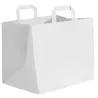 Saco de compras de papel kraft branco com cabo plano, 9 tamanhos para boutiques, pastelarias e take-aways