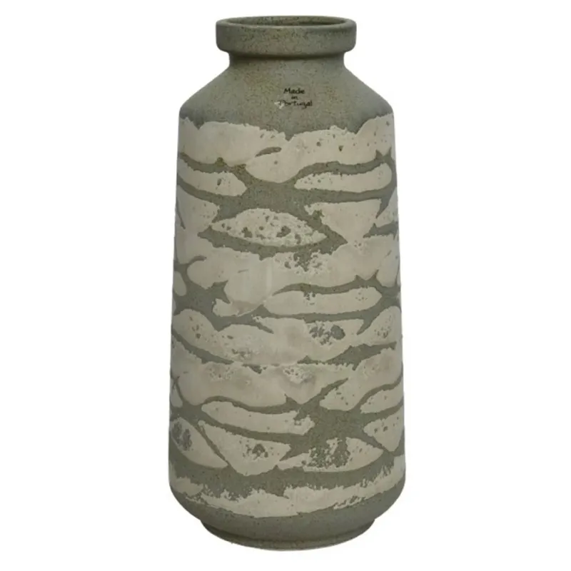Zöld és szürke terrakotta váza h 25 cm