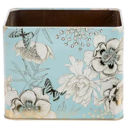 Rechthoekige tinnen pot LICHTBLAUW