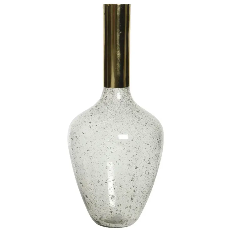 Glass Vase Gold Neck h 48 Cm