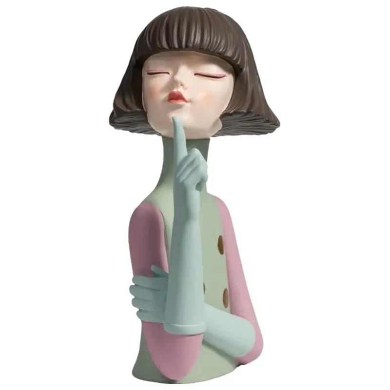 Pensive Girl in Resin h 31,5 GREEN