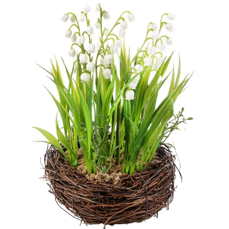 Nest met lelietje-van-dalen cm 25