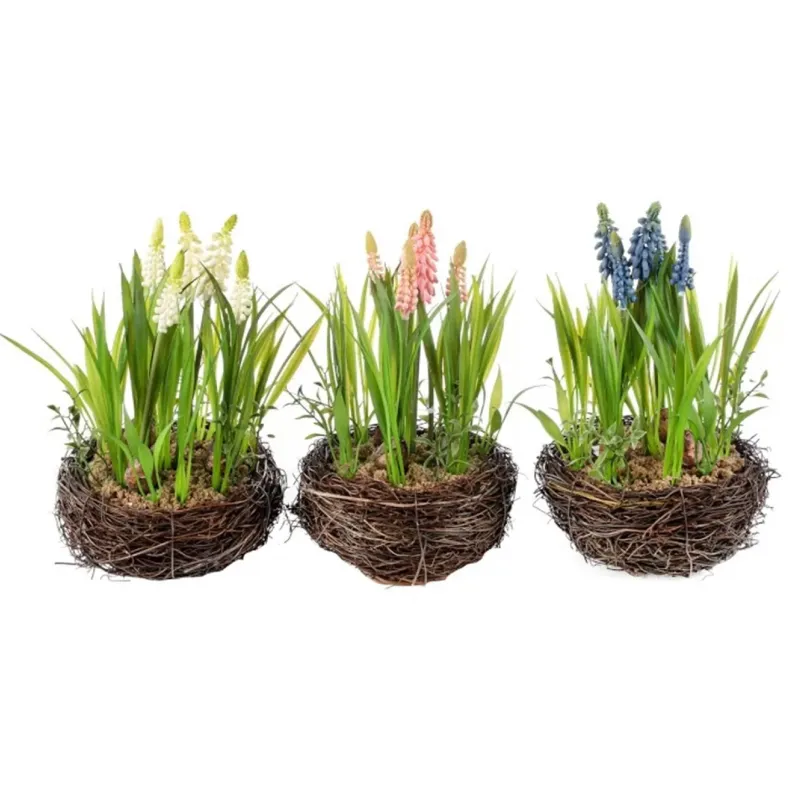 Nido con Muscari cm 25 Colori Assortiti