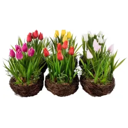 Nest with Tulips cm 25 Assorted Colors