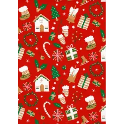 Karácsonyi piros cukorka díszes papír