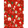 Papel de fantasía de caramelo rojo navideño