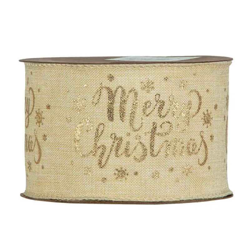 Merry XMas Szalag mm 63x10 mt Természetes