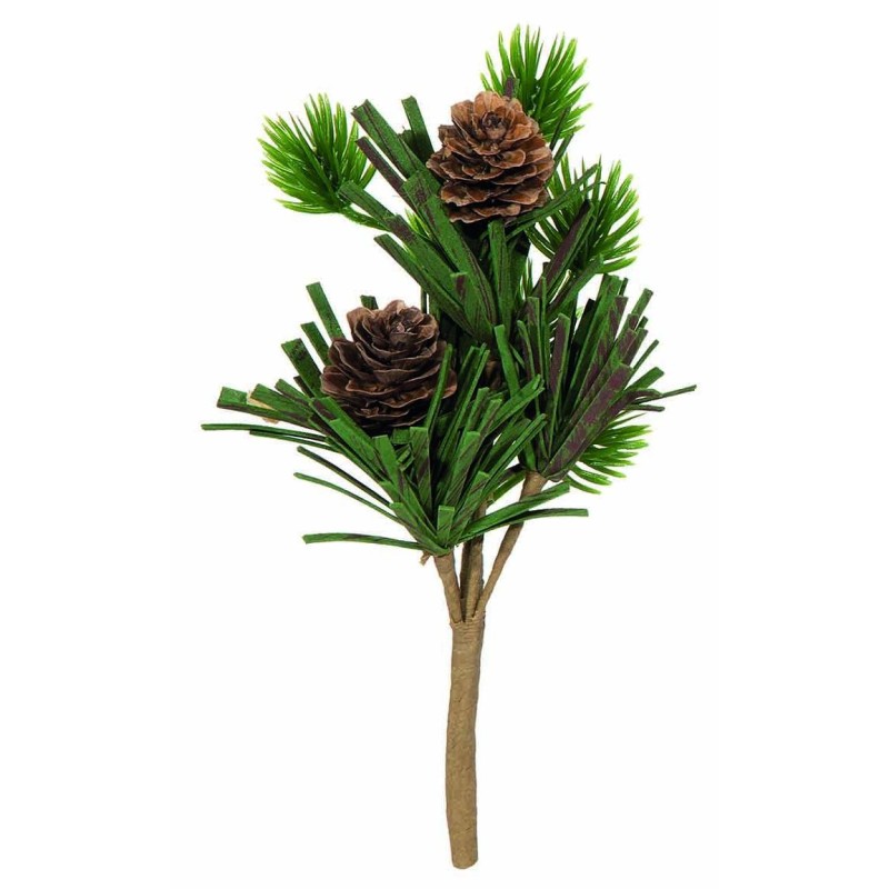 12 brins verts avec 2 pommes de pin cm.16,5
