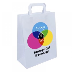 Witte Shopper plat handvat Gepersonaliseerd in kleur | ChartaRè