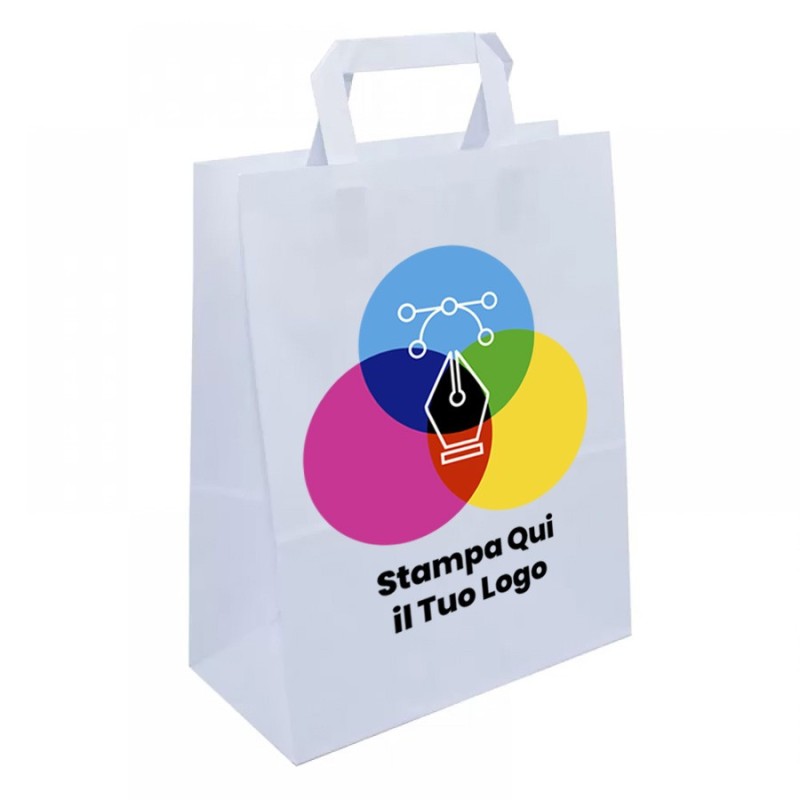 White Shopper Flat Handle Personalized in Color | ChartaRè