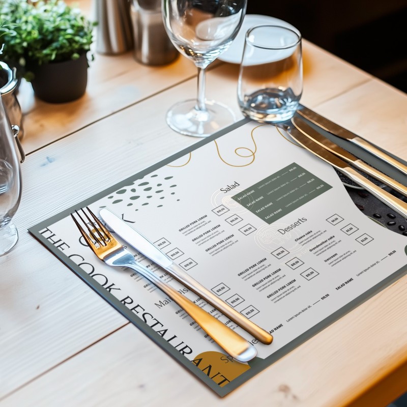 Enkelvoudig gecoate papieren placemats Gepersonaliseerde vierkleurendruk | ChartaRè