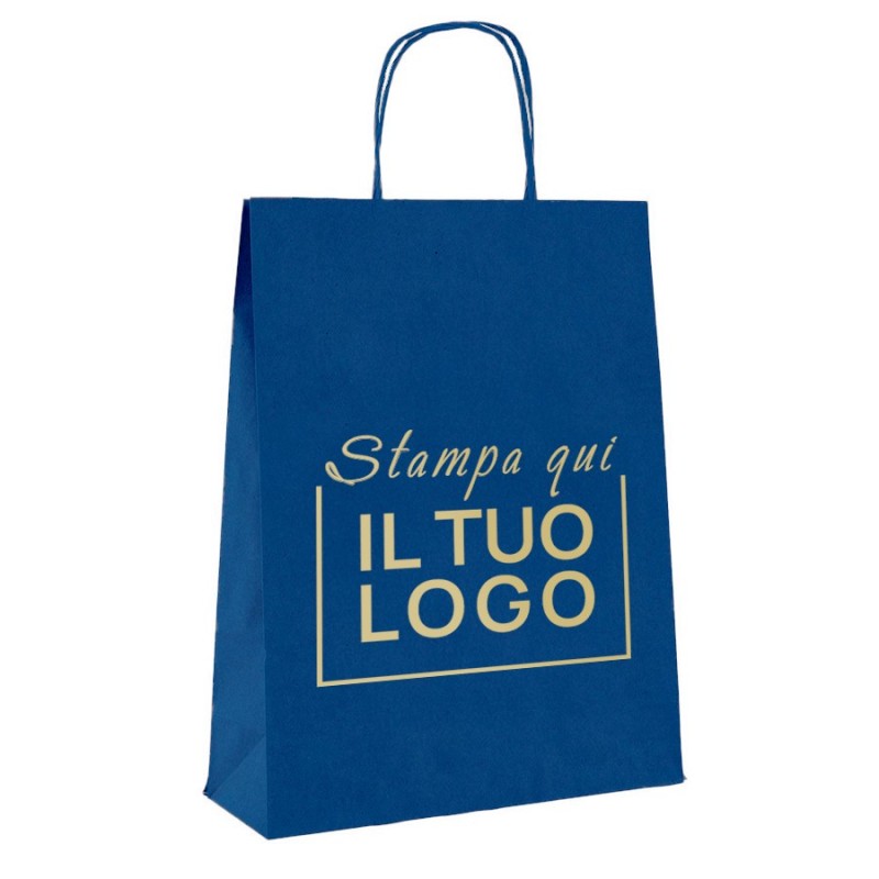 Personalizowany niebieski papierowy shopper Landino w 1 kolorze | ChartaRè powiedział: