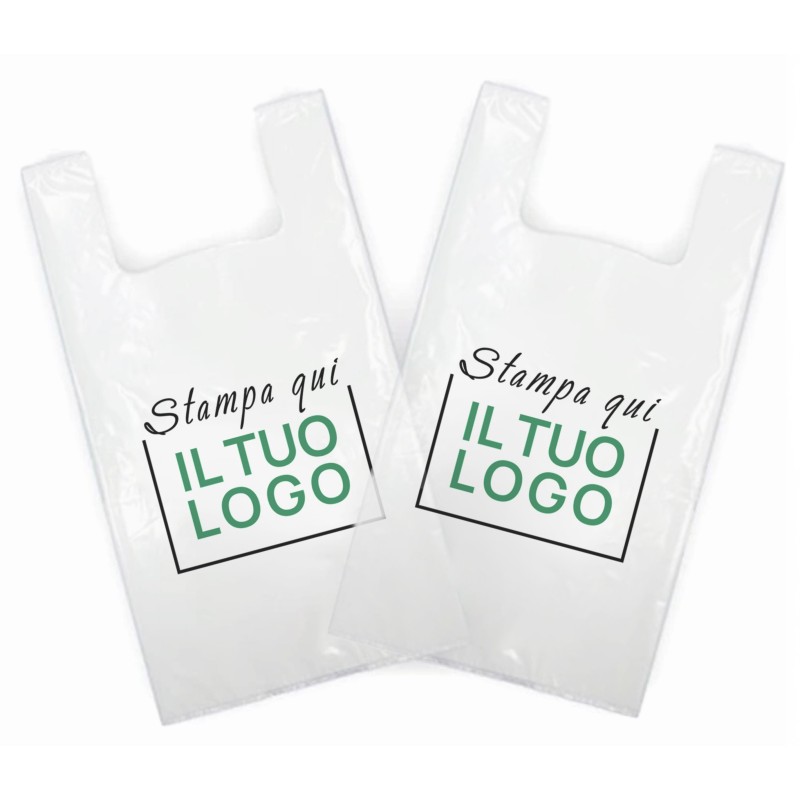 100 Kg. Sacolas de compras compostáveis biodegradáveis Personalizados 2 cores