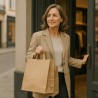 Shopper in carta avana riciclata con maniglia piatta per negozi