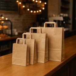 Torba shopper z papieru Hawana z recyklingu z płaską rączką, 8 rozmiarów, idealna do sklepów odzieżowych, butików i delikatesów