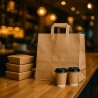 Shopper in carta avana riciclata con maniglia piatta per gastronomie