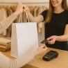White kraft paper shopping bag with lanyard handle for your customers