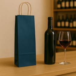 Shopper för Blåfärgad pappersflaska med sladdhandtag