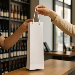 Colorida bolsa de compras de lujo para botella blanca