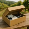 Scatola per 2 Bottiglie Stese in Cartoncino Avana