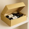 Caja para 2 botellas planas de cartón dorado