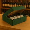 Caja para 4 botellas planas en cartón verde resistente