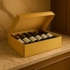 Box for 6 Flat Bottles in Resistant Gold Cardboard