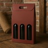 Coffret vin 3 bouteilles avec fenêtre en carton bordeaux résistant