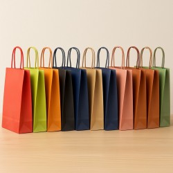 Χρωματιστές χάρτινες τσάντες αγορών με στριφτή λαβή