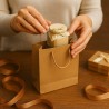 Luxury shopping bag made of natural kraft paper with drawstring