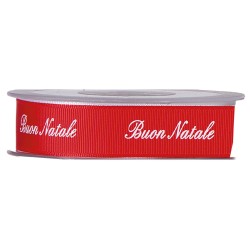 Cinta Merry Christmas en Piedra Grosgrain Roja, dos tamaños para lazos y adornos navideños