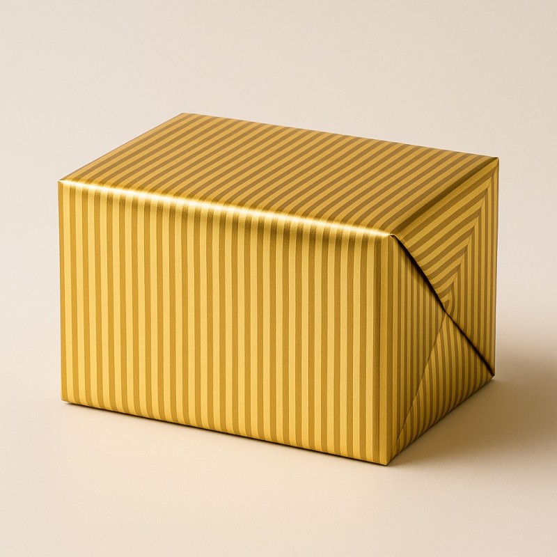 25 Fogli di Carta Regalo Metal Lux Righe Verticali Oro cm.70x100