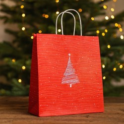 25 Bolso de Navidad rojo con asa de cordón en tres tamaños