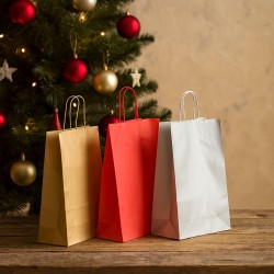 25 Assorted Christmas Mix Shopper with Cord in Gold, Silver Red in Three Sizes