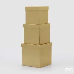 Kocka díszdoboz csillámmal 3 darabos készletben Arany EDG