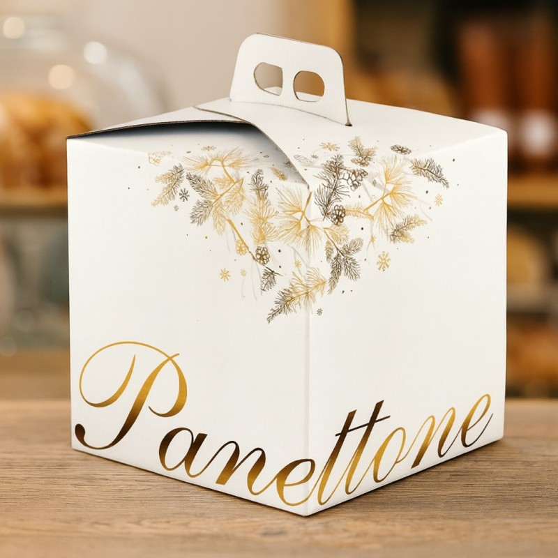 Κουτί για Panettone Quadrella Dolce Idea Oro, Ιδανικό για συσκευασία και παρουσίαση χειροποίητου και ζαχαροπλαστικής panettone