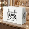Shopper Premium Orizzontale in Carta Bianca Plastificata Opaca con Stampa Personalizzata Nero.