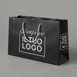 Shopper Premium Orizzontale Nera Opaca Stampa Bianco | ChartaRè